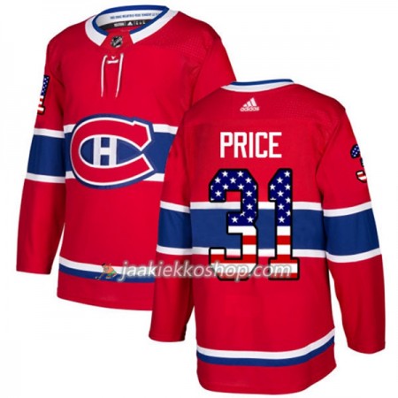 Miehille NHL Montreal Canadiens Pelipaita Carey Price 31 Adidas 2017-2018 Punainen USA Flag Fashion Authentic